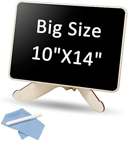 Chalkboard, Wooden Chalkboard Sign with Support Easel, Chalk Board Pen and Cleaning Cloth - Size 10" x 14" Decorative Chalk Board for Restaurant, Bar Countertop, Coffee Shop, Wedding, Home by Huretek