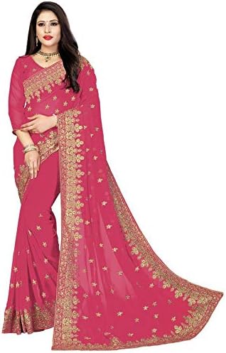 Vaghani Tex Attractive Embroidered Geroggate Sarees With Blouse Piece