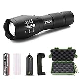 PeakPlus Rechargeable Tactical Flashlight LFX1000 (18650 Battery and Charger Included) - High Lumens LED, Super Bright, Zoomable, 5 Modes, Water Resistant - Best Camping, Emergency Flashlights