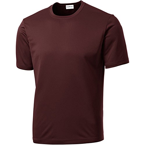 Clothe Co. Mens Short Sleeve Moisture Wicking Athletic T-Shirt, Maroon, M