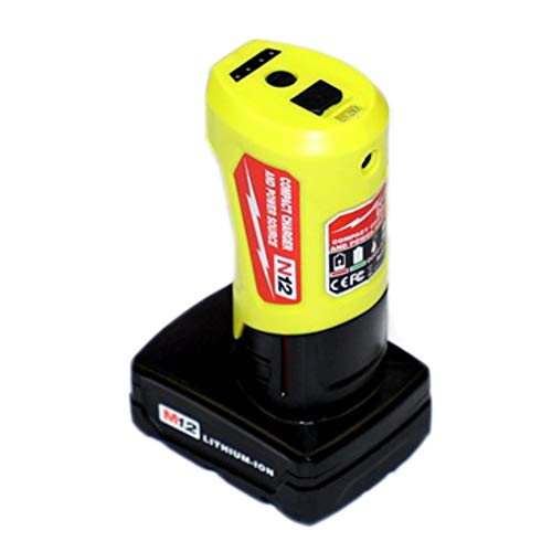 Replacement Portable Yellow Safe Charger Tools Converter USB ABS Adapter Power Source for Milwaukee Lithium Battery 12V M12 - Thumbnail 3