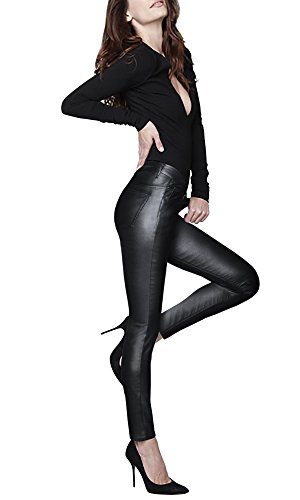 HyBrid & Company Womens Skinny Stretch Fashion Casual Faux Leather Pants P44798SK Black 5