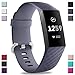 Hamile Bands Compatible with Fitbit Charge 4 / Fitbit Charge 3 / Fitbit Charge 3 SE, Waterproof Replacement Watch Strap Fitness Sport Band Wristband for Women Men, Large, Blue Gray