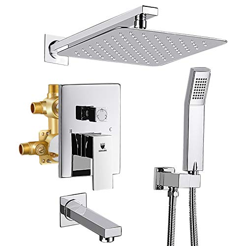 HIMK Shower System, Shower Faucet Set with Tub Spout and 10" Rain