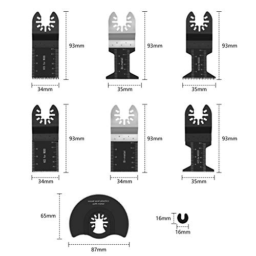 Werkzeug Oscillating Saw Blades, Universal blades Multi Tool Quick Release Saw Blades Kit for Metal, Wood and Plastic Cutting Oscillating Tool Fit Dewalt, Porter Cable, Ryobi, Fein Multi, 23 Pieces - Thumbnail 3