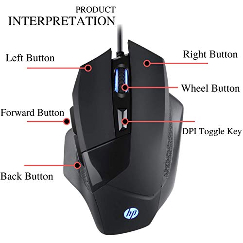 HP Gaming Mouse Wired, Ergonomic Game USB Gaming Laptop Mice RGB, [4000