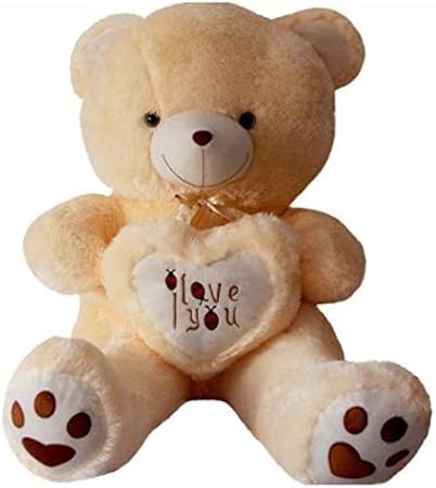 Frantic Premium Quality Soft Huggable I Love You Teddy Bear Plush Stuffed Toy (Butter,32 cm)