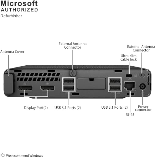 HP EliteDesk 800 G4 Mini Tiny Business PC, Intel Hexa-Core i5-8500T up to 3.5GHz, 16GB DDR4 RAM, 256GB NVMe SSD, Dual Monitor Support, WiFi, Bluetooth, HDMI, DisplayPort, Windows 11 64-bit (Renewed)