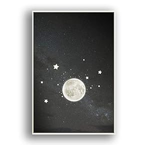 Framed Canvas Wall Art for Living Room, Bedroom Moon with Bright Canvas Prints for Modern Home Decoration Ready to Hang - 16"x24" inches