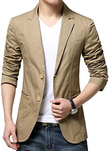 KIMILILY Sports Jacket for Men Cotton Blazer Jackets Two Button Casual Suit Coats