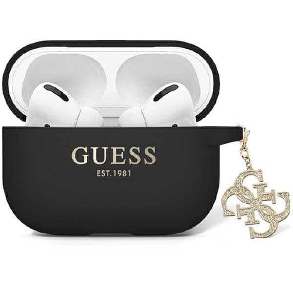 Guess GUAP2LECG4K Case for AirPods Pro 2 Cover Black Liquid Silicone Glitter Triangle Charm
