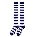 HDE Women's Blue and White Striped Socks Over Knee High Extra Long Stockings