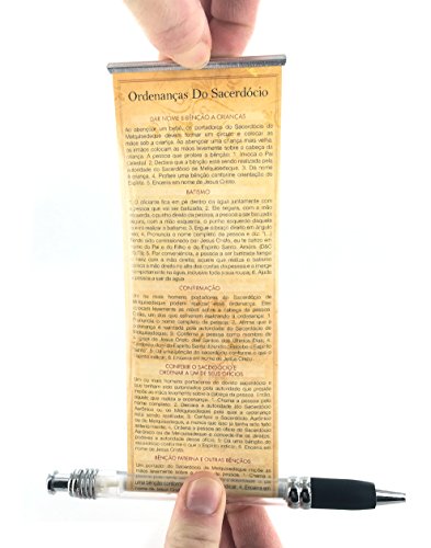 LDS Priesthood Ordinance Guidelines - Pull-Out Scroll Pen - Portuguese Version - Ballpoint Pen - Priesthood Gift - Guidelines for Baptism, Consecrating Oil, Blessing Sick, More