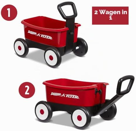 Push & Pull Walker Wagon, roter 2-in-1 Spielzeug-Walker-Wagen für Kleinkinder, für 1–4 Jahre