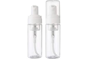 UTENEW 2-Piece Plastic Foamer Bottle Clear Pump Dispenser Mini Travel Size Foaming Soap Face Wash 1.7 Oz, No leaks!