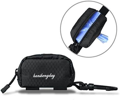 Hanshendday Dog Poop Bag-Pet bag Holder-pet poop bag dispenser-leash attachment poop bag-Pick up Bag Zipper pouch-Poop bag with leash,include clik hook