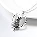 Two-tone 925 Sterling Silver Black and White Crystal Couple Cat Love Pendant Necklace, 18