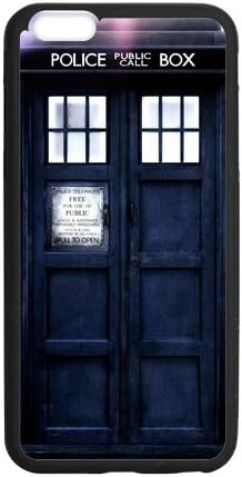 Police Box Tardis Customized Plastic Back TPU Rubber Frame Case Cover for iPhone6 Plus 5.5" (Laser Tech) Black