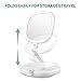 Foldable 1x/7x Double-sided LED Illuminated Cosmetic Mirror, Tabletop LED Lighted Makeup Mirror, Compact/Portable/Collapsible Travel Vanity Mirror with Dimmable Light