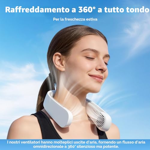 Silent Neck Fan, Portable 3 Speed Adjustable Neck Fan, Rechargeable Neck Fan Suitable for Office, Travel, Shopping, Sports and Summer Gift