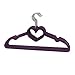 BriaUSA Clothes Hangers Heart Shaped Slim Flocked Hangers, Sturdy with Steel Swivel Chrome Hooks – Purple – Box of 20