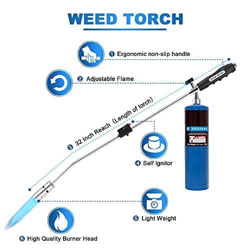 Weed Torch Propane Burner, Blow Torch,50,000 BTU Propane Torch,Gas