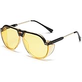 BAODAREN Retro Trendy Aviator Sunglasses for Women Men Large Frame Side Shield Sun Glasses Shades BS1600
