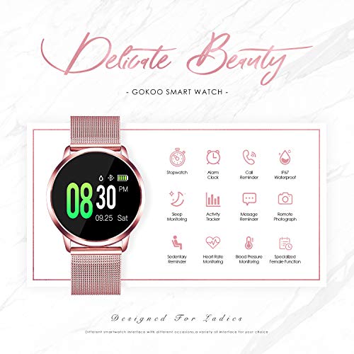 GOKOO Smartwatch Mujer Rosa Reloj Inteligente de Fitness a Prueba de Agua  IP67 Pulsera Deportiva Inteligente con Monitor… » Ganga