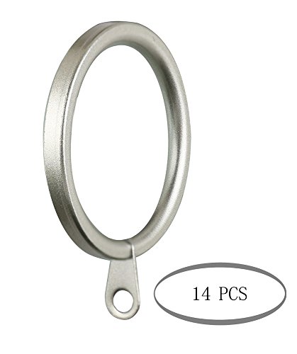 Meriville 14 pcs 1.5-Inch Inner Diameter Metal Flat Curtain Rings with Eyelets, Fits Up to 1 1/4-Inch Rod (Set of 14, Pewter)