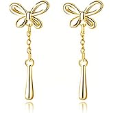 MYHAO Solid 925 Sterling Silver Butterfly Chain Dangle Earrings Drops for Women Teens Butterfly Dangle Earrings Chain Drops Hypoallergenic