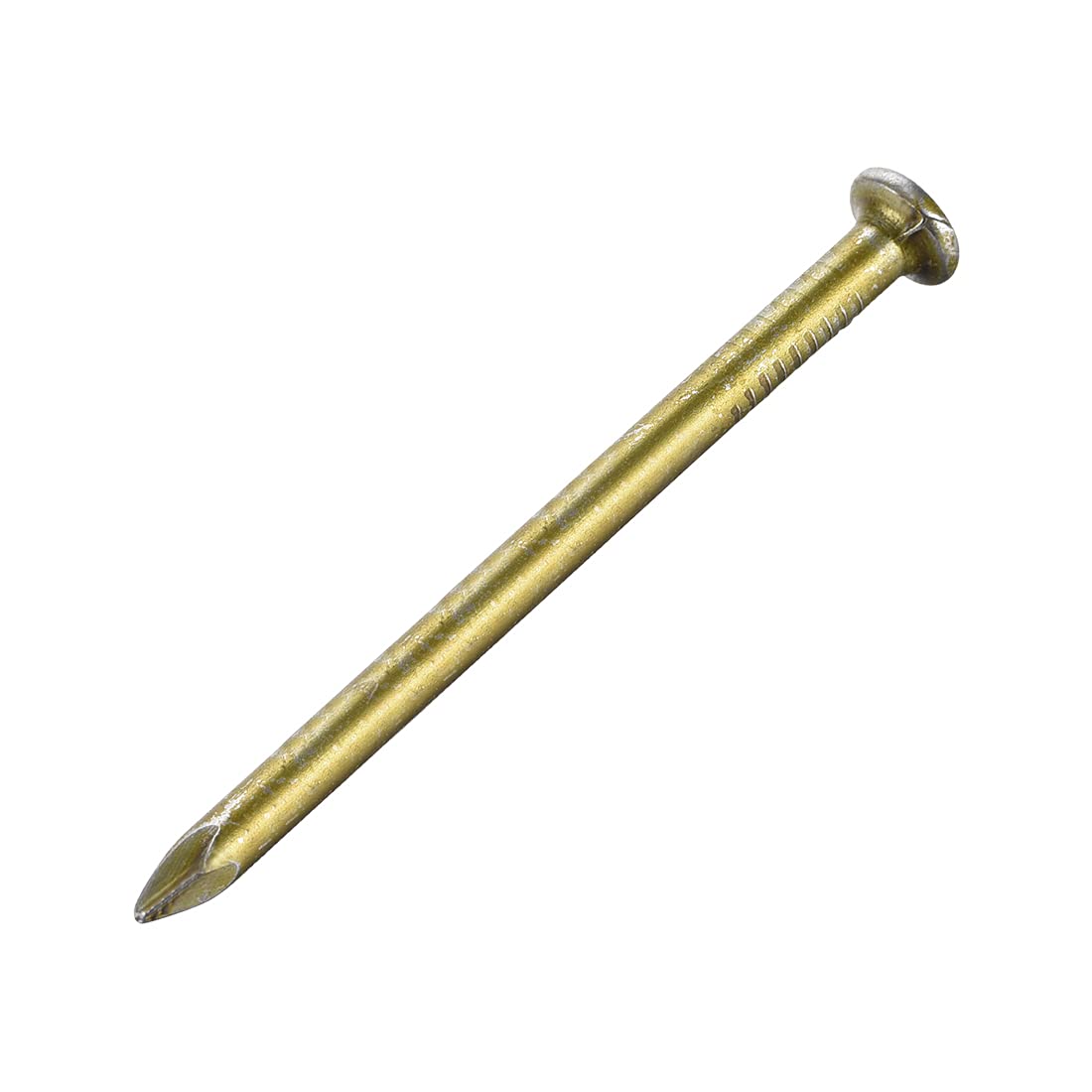 sourcing map Hardware Nails Carbon Steel Point Tip Wall Cement Nail 40mm(1.6") 3mm Rod Dia Bronze Tone 100pcs