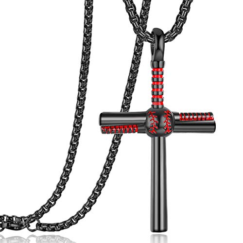 Rehoboth Baseball Bat Cross Pendant Necklace for Men Women with 22+2