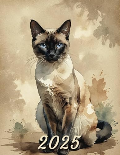 2025: Monthly Calendar Planner with Siamese Cat