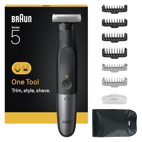 Braun Tondeuse Électrique Pour Hommes Series X, Hybride Pour Le Visage Et Corps, Entretien Simple De La Barbe Avec Une Lame 4D Innovante, Avec 6 Peignes Et Sabot Bidirectionnel, Tête Flexible