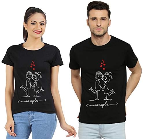 MRINS™ Couple T Shirts | Made of 100% Cotton,Bio Washed and Premium Quality Fabric | Tees with Couple Design | Couple t Shirts for Couple | Couple t Shirts for Husband and Wife