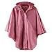 LINENLUX Waterproof Rain Poncho Hooded for Adults with Zipper Outdoor (Pink)