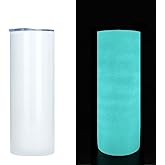 FAMKX 20oz Luminous Blanks Skinny Tumbler For Sublimation, Double Wall Stainless Steel Straight Insulated Vacuum Slim Travel Mug Glow in the dark (Blue)