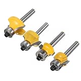 Yakamoz 4Pcs 1/4 Inch Shank Round-Over Router Bits Corner Rounding Edge-forming Roundover Beading Router Bit Set | 5/16" 3/16" 1/4" 1/8" Radius