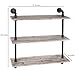 MyGift 3-Tier Rustic Wood Wall Mounted Floating Display Shelf with Black Industrial Style Pipe, Brown