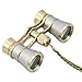 OPO Opera Theater Horse Racing Glasses Binocular Telescope Chain Necklace (Silver with Gold Trim) 3X25