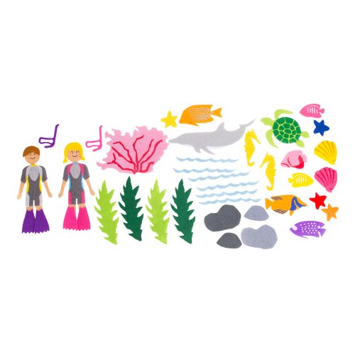 Sprogs- Set of 4 Felt Storyboards w/ Storage Bag - Diving, Dinosaurs, Zoo Animals, Outer Space