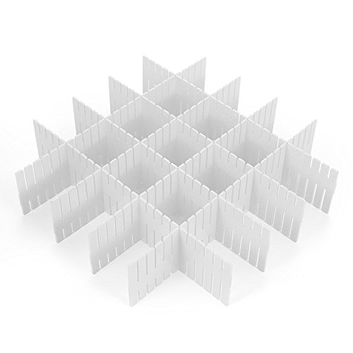 8 Pcs Plastic DIY Grid Drawer Divider Household Necessities Storage Thickening Housing Spacer Sub-Grid Finishing Shelves for Home Tidy Closet Stationary Socks Underwear Scarves Organizer (White)