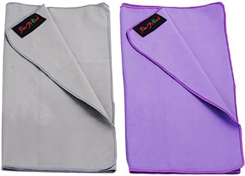 Fiber Promot 2 Pack Multi-Purpose Fast Drying Travel Gym Microfiber Sports Towels (Grey,Purple, 12"×40")…