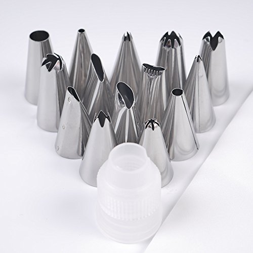 STORE-HOMER - 16PCS/Set Silicone Kitchen Accessories Icing Piping Cream Pastry Bag +14 Stainless Steel Nozzle Set DIY Cake Decorating Tips