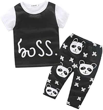 Baby Outfits,Leegor Boys Lovely Panda Printed T-shirt Tops+Pants Clothes Set (6M)