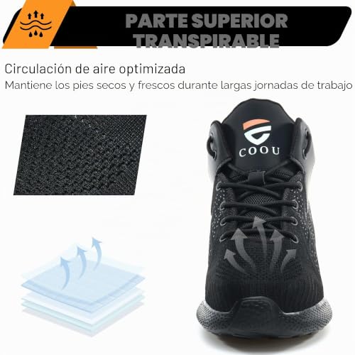 PAQOZKC Botas de Seguridad Ligeras Hombre Mujer Zapatos de Seguridad Altos