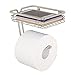 mDesign Toilet Tissue Paper Holder and Multi-Purpose Shelf - Wall Mount Storage Organizer for Bathroom, Holds 1 Mega Rolls - Durable Metal Wire Design - Satin