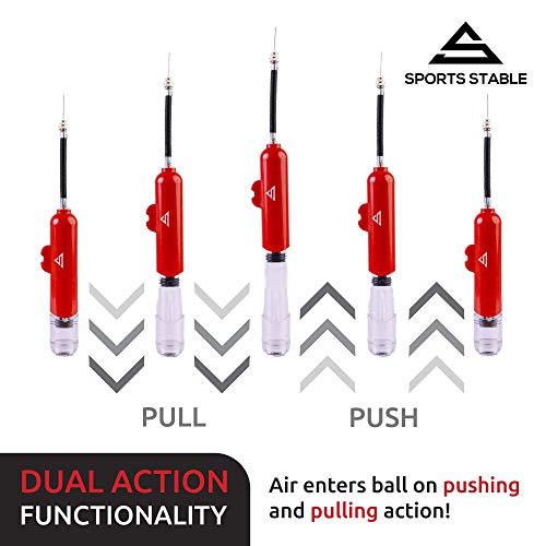 Sports Stable Dual Action Ball Pump Comes with 5 Standard Needles and 2 Plastic Yoga Ball Adaptors for Your Football, Basketball, Soccerball, Pilates Ball, Volleyball, Handball, Yoga Ball - Thumbnail 2