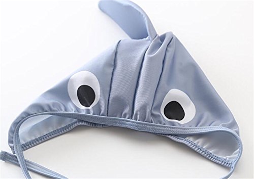 Kids Baby Boys Girls 3D Cartoon Shark One-Piece Swimsuit Bodysuit Bathing Suit with Cap Size 1-2 Years/TagXL (Gray)