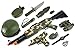 Combat Force Army Machine Gun & SMG Toy Gun Set W/ Battery Operated Machine Gun & SMG, Helmet, Working Flashlight, Canteen, Dummy Knife, Mock Compass, Watch, Grenade, Whistle, Binocular